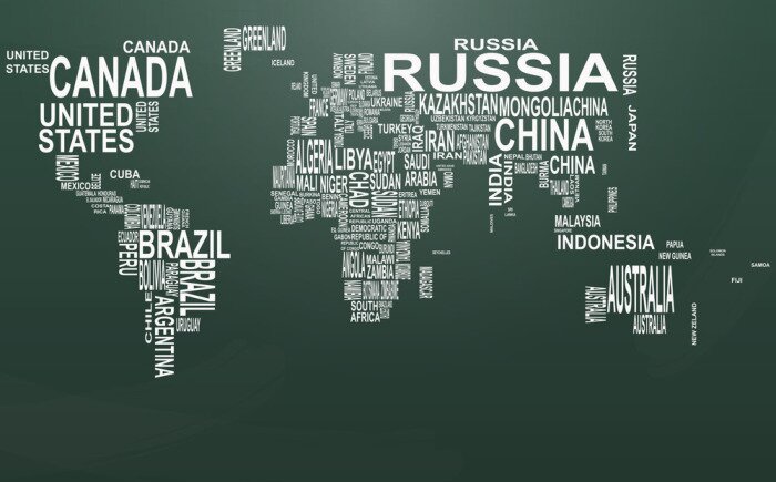 Sticker Weltkarte mit Typografie