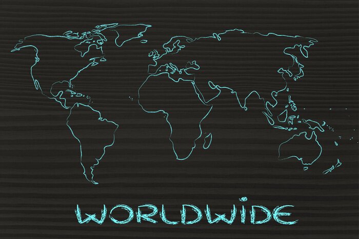 Sticker Weltkarten-Design: Gehen Sie global