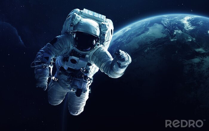 Sticker Weltraum 3D Astronaut außerhalb des Schiffes