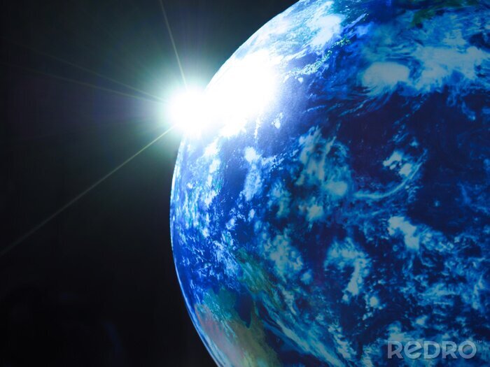 Sticker Weltraum 3D Sonne hinter dem Erdrand hervor gesehen