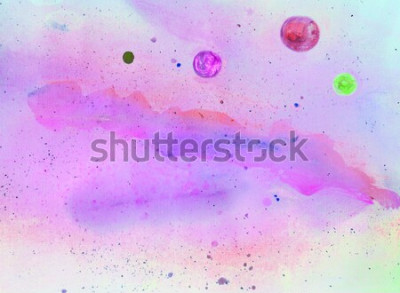 Sticker Weltraum in Rosa Aquarell-Illustration