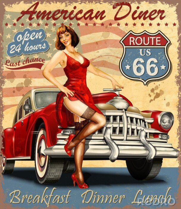 Sticker Werbung für ein Retro-Restaurant