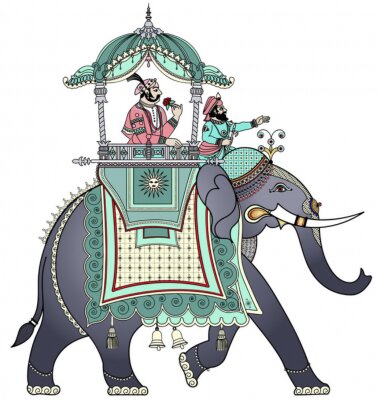 Sticker Wilde Tiere Elefant trägt Menschen auf seinem Rücken