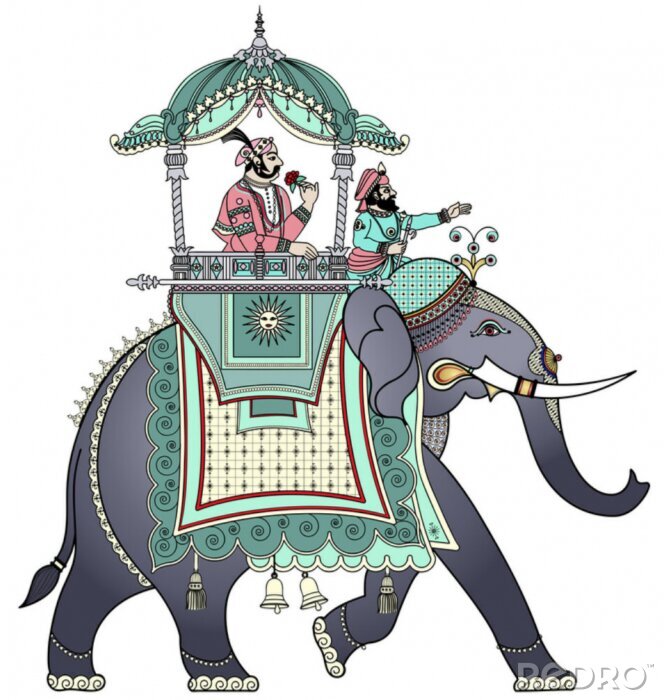 Sticker Wilde Tiere Elefant trägt Menschen auf seinem Rücken