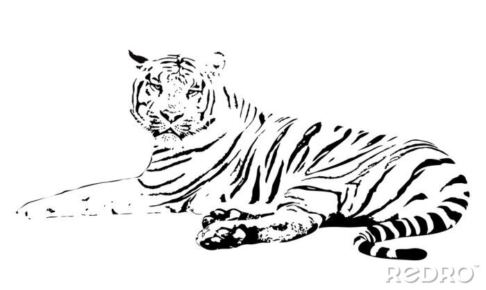 Sticker Wilde Tiere monochromer Tiger