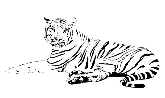 Sticker Wilde Tiere monochromer Tiger
