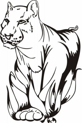 Sticker Wilde Tiere Panther schwarze Linien