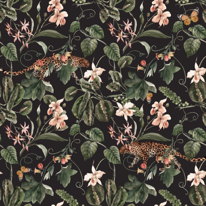 Sticker Wilde Tiere und tropische Blumen