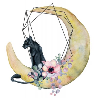 Sticker Wilder Panther auf dem Mond