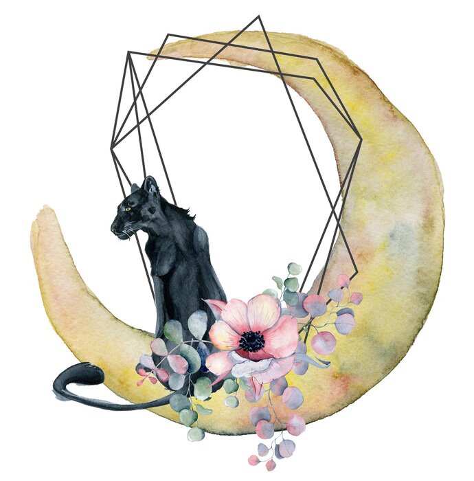 Sticker Wilder Panther auf dem Mond