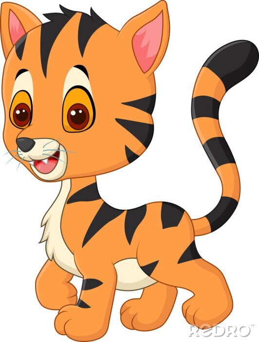 Sticker Wildkatzen Grafik für Kinder lächelnder Tiger