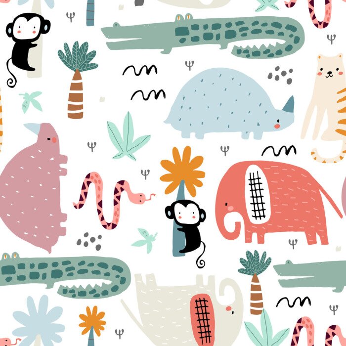 Sticker Wildtiere im skandinavischen Stil