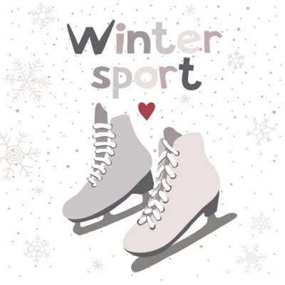 Sticker Winter-Vektor-Karte mit Schlittschuhen