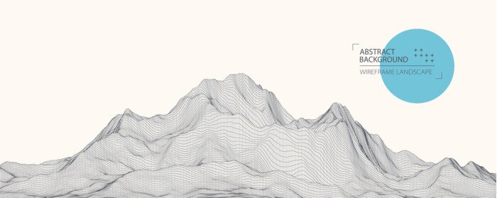 Sticker Wireframe landscape background. Futuristic vector illustration.