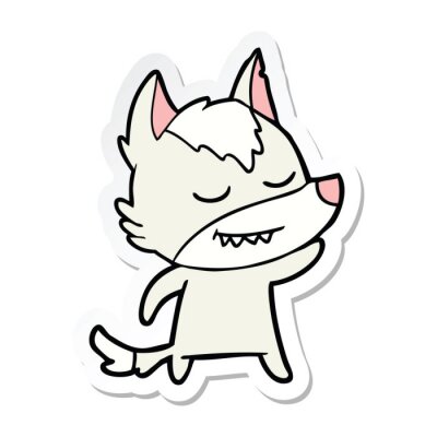 Sticker Wölfe cartoonartige Grafik eines weißen Wolfs