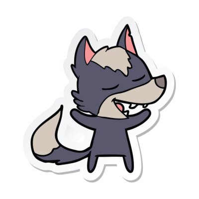 Sticker Wölfe Grafik eines lächelnden Cartoon-Wolfs