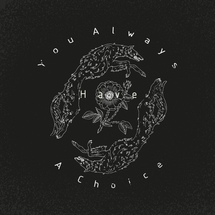 Sticker Wölfe im Sprung und Blume weiße Konturen