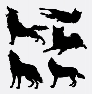 Sticker Wölfe schwarz in verschiedenen Stellungen