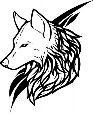 Sticker Wolf bedrohlicher Blick minimalistische Grafik