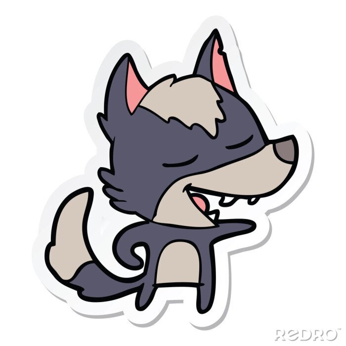 Sticker Wolf für Kinder mit ausgestreckter Pfote