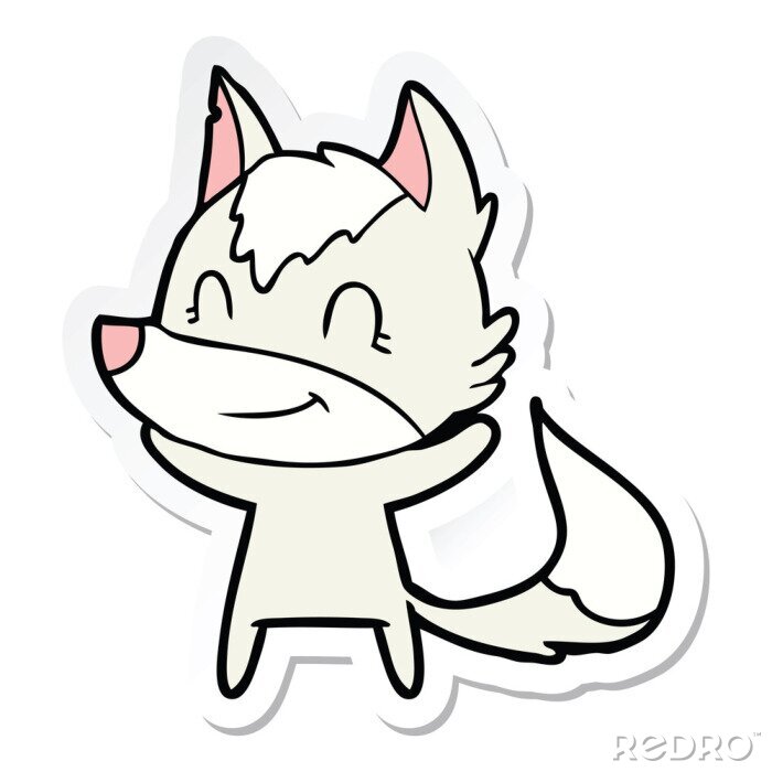 Sticker Wolf weiß cartoonartige Kindergrafik