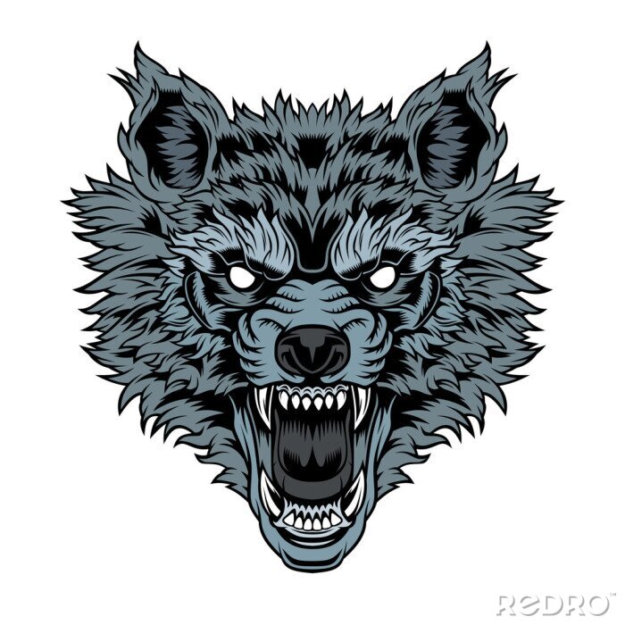 Sticker Wolfskopf mit einem bedrohlichen Gesichtsausdruck