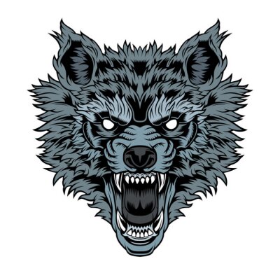 Sticker Wolfskopf mit einem bedrohlichen Gesichtsausdruck