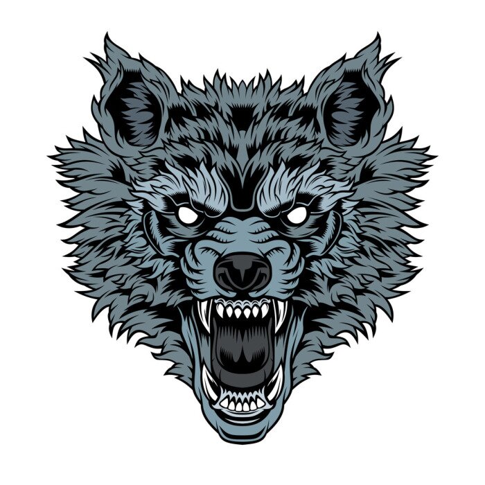 Sticker Wolfskopf mit einem bedrohlichen Gesichtsausdruck