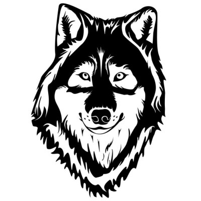 Sticker Wolfskopf schwarz-weiß minimalistisch