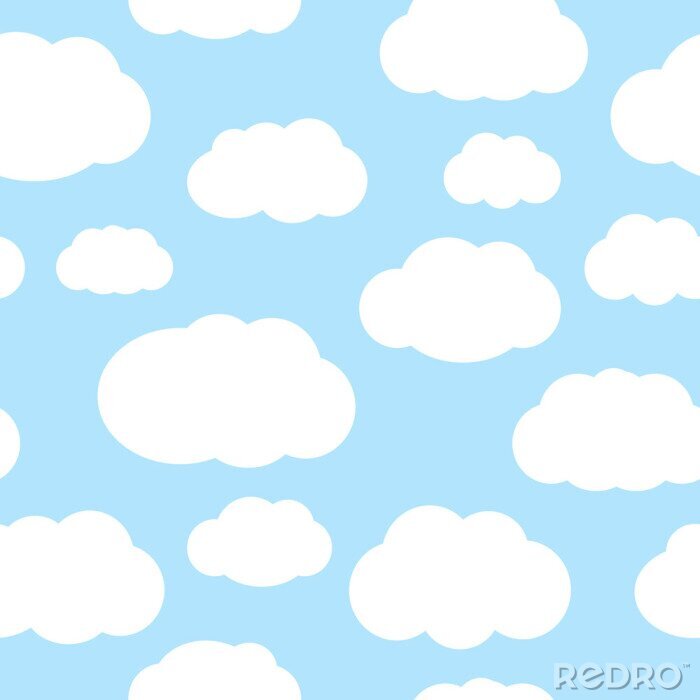 Sticker Wolken über dem nahtlosen Vektormuster des blauen Himmels