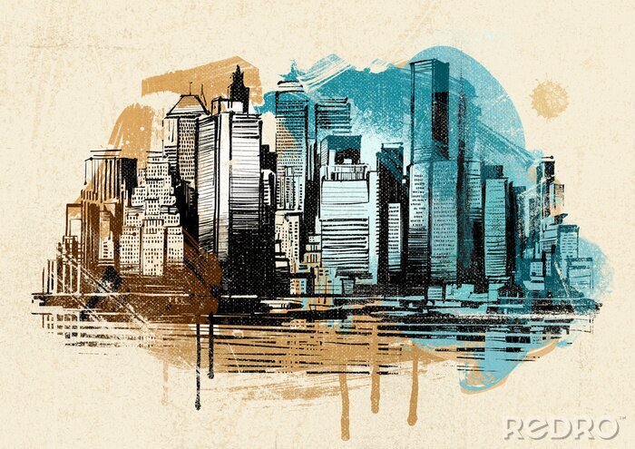 Sticker Wolkenkratzer auf dem Bild