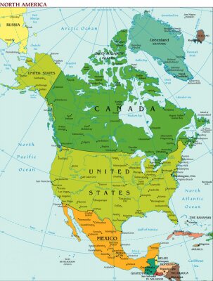 World Earth Nordamerika Kontinent Land Karte