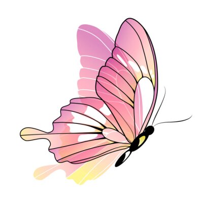 Sticker Wunderschöner rosa Schmetterling