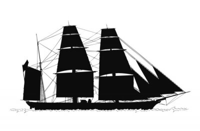 Sticker 帆船 ー シルエット