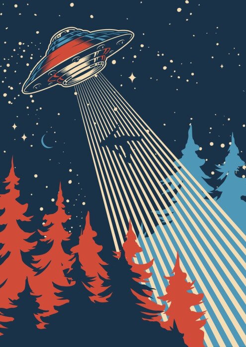 Sticker XXL Abbildung mit UFO