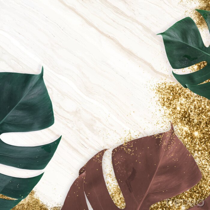 Sticker XXL Blätter auf Marmor