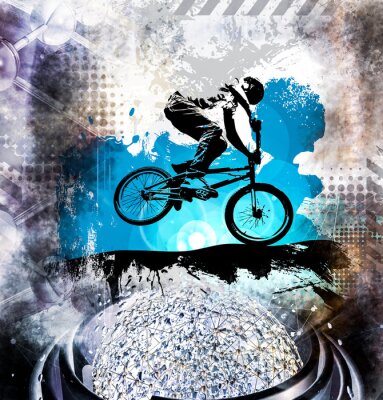 Sticker Young male bicycle jumper. Healthy lifestyle