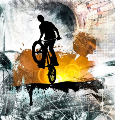 Sticker Young male bicycle jumper. Healthy lifestyle