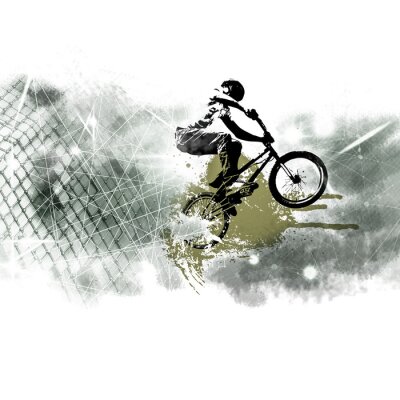 Sticker Young male bicycle jumper. Healthy lifestyle.