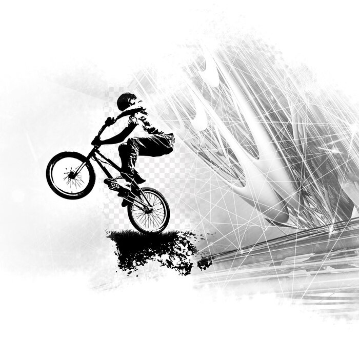 Sticker Young male bicycle jumper. Healthy lifestyle.