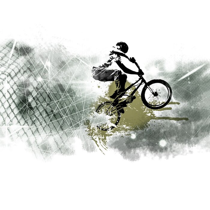 Sticker Young male bicycle jumper. Healthy lifestyle.