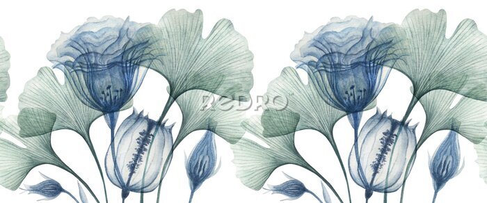 Sticker Zarte blaue Blüten und Blätter