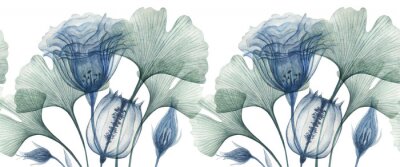 Sticker Zarte blaue Blüten und Blätter