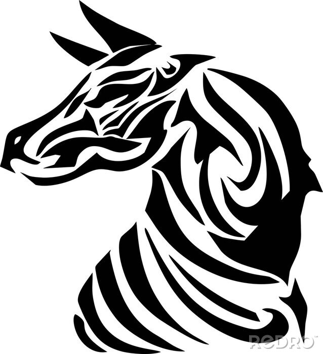 Sticker Zebra auf einer minimalistischen Illustration