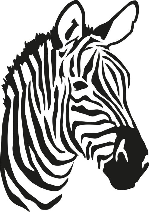 Sticker Zebra auf schwarz-weißer Grafik