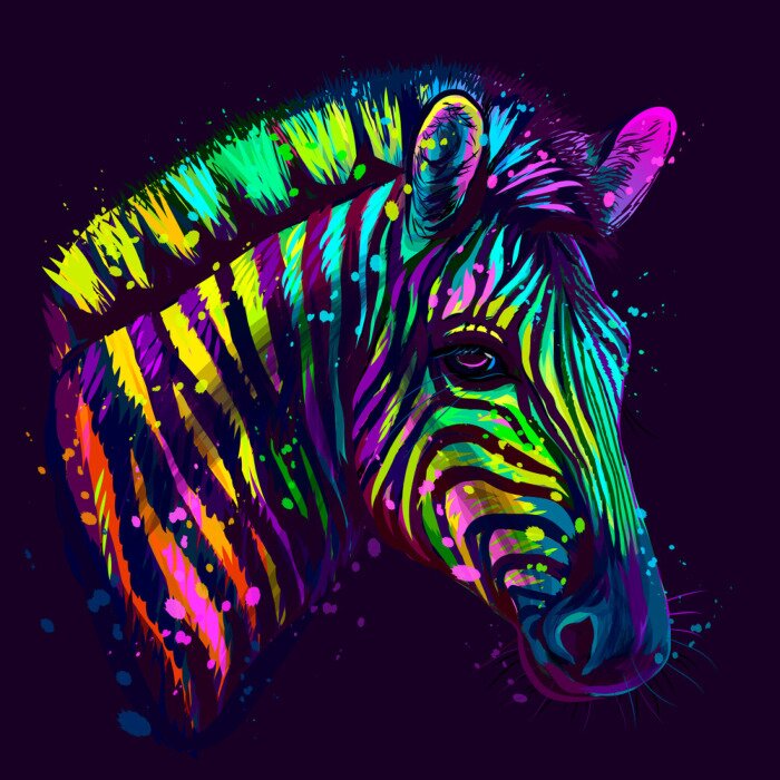 Sticker Zebra Buntes Neon