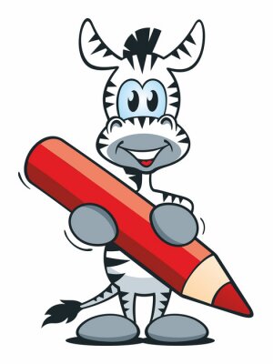 Sticker Zebra mit einem großen Buntstift