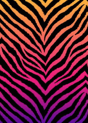 Sticker Zebra, tiger print, animal skin with zigzag lines, stripes. Abstract background. Detailed hand drawn vector illustration. Exotic gradient poster, banner. 