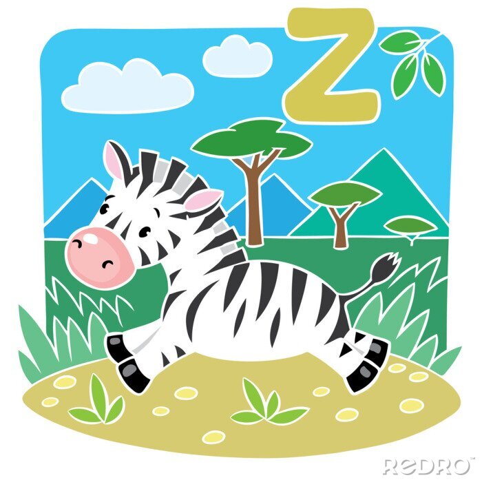 Sticker Zebra und Buchstabe des Alphabets Z