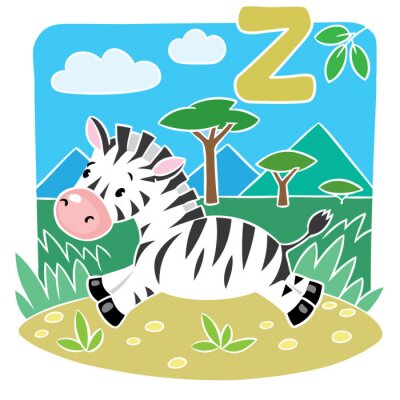 Sticker Zebra und Buchstabe des Alphabets Z